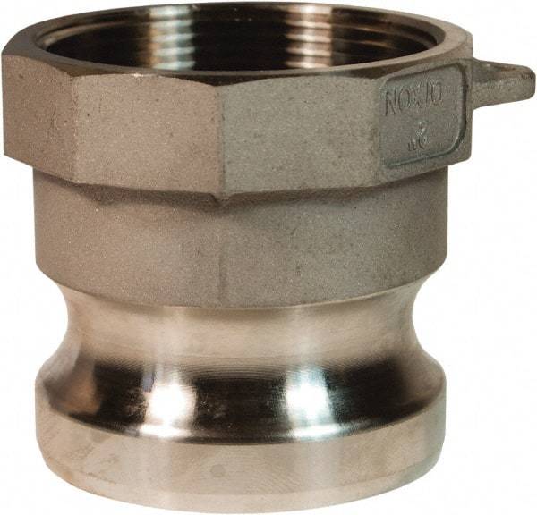 Dixon Valve & Coupling - 4" Stainless Steel Cam & Groove Suction & Discharge Hose Male Adapter Female NPT Thread - Part A, 4" Thread, 100 Max psi - Exact Tool & Supply