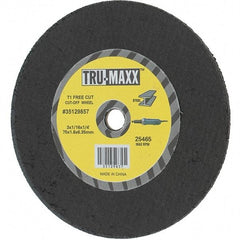 Tru-Maxx - 3" 36 Grit Aluminum Oxide Cutoff Wheel - 1/16" Thick, 1/4" Arbor, Use with Die Grinders - Exact Tool & Supply