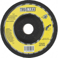 Tru-Maxx - 24 Grit, 5" Wheel Diam, 1/4" Wheel Thickness, 7/8" Arbor Hole, Type 27 Depressed Center Wheel - Coarse Grade, Aluminum Oxide, R Hardness, Compatible with Angle Grinder - Exact Tool & Supply