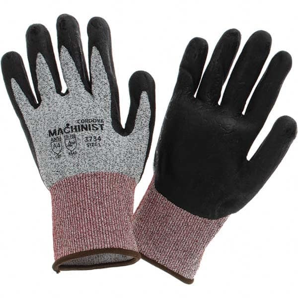 Cordova - Size L (9), ANSI Cut Lvl A4, ANSI Puncture Lvl 4, ANSI Abrasion Lvl 3, Foam Nitrile Coated Cut & Puncture Resistant Gloves - Exact Tool & Supply