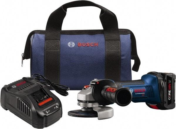 Bosch - 4" Wheel Diam, 10,000 RPM, Corded Angle & Disc Grinder - 5/8-11 Spindle, 18 Volts - Exact Tool & Supply