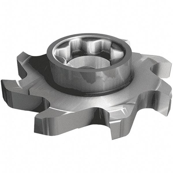 Iscar - SD D Grade IC908 Carbide T-Slot Milling Tip Insert - TiAlN/TiN Finish, 8 Flutes, 1.238" Cutting Diam, 0.315" Depth of Cut, 0.315" Extension, 0.008" Cnr Rad - Exact Tool & Supply