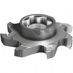 Iscar - SD D Grade IC908 Carbide T-Slot Milling Tip Insert - TiAlN/TiN Finish, 8 Flutes, 1.238" Cutting Diam, 0.315" Depth of Cut, 0.315" Extension, 0.008" Cnr Rad - Exact Tool & Supply