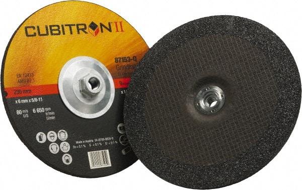 3M - 36 Grit, 9" Wheel Diam, 1/4" Wheel Thickness, Type 27 Depressed Center Wheel - Coarse Grade, Ceramic, Resinoid Bond, Q Hardness, 6,650 Max RPM, Compatible with Angle Grinder - Exact Tool & Supply