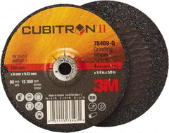 3M - 36 Grit, 4" Wheel Diam, 1/4" Wheel Thickness, 3/8" Arbor Hole, Type 27 Depressed Center Wheel - Coarse Grade, Ceramic, Resinoid Bond, Q Hardness, 15,000 Max RPM, Compatible with Angle Grinder - Exact Tool & Supply