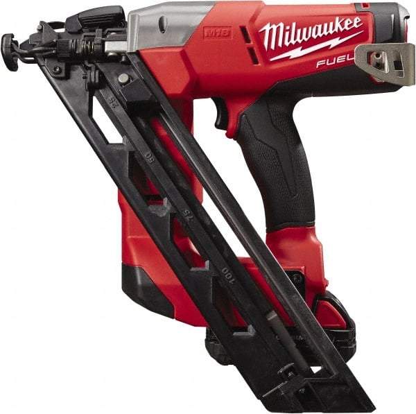 Milwaukee Tool - Cordless Finish Nailer Kit - 15 Gauge Nail Diam, 1-1/4 to 2-1/2" Long Nail, Lithium-Ion Batteries Included - Exact Tool & Supply