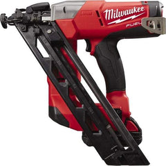 Milwaukee Tool - Cordless Finish Nailer Kit - 15 Gauge Nail Diam, 1-1/4 to 2-1/2" Long Nail, Lithium-Ion Batteries Included - Exact Tool & Supply