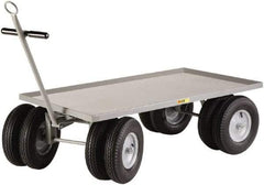Little Giant - 3,000 Lb Capacity Steel 8 Wheeler Wagon Truck - Steel Deck, 36" OAW, 72" Platform Length x 18-1/4" Platform Height, Pneumatic Casters - Exact Tool & Supply