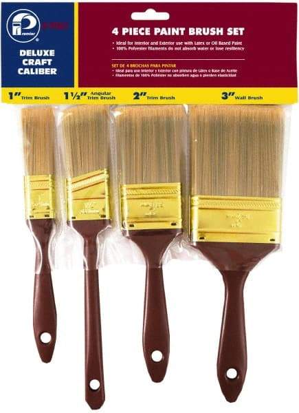 Premier Paint Roller - 1, 1-1/2, 2 & 3" Flat Polyester General Purpose Paint Brush Set - 2, 2-1/4, 2-3/4 & 2-7/8" Bristle Length, 4, 5, 6 & 6-1/2" Plastic Beavertail Handle - Exact Tool & Supply
