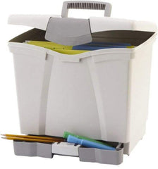 Storex - 1 Compartment, 14" Wide x 14-1/2" High x 11-1/4" Deep, File Storage Boxes - Plastic, Black - Exact Tool & Supply