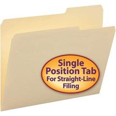 SMEAD - 11-5/8 x 9-1/2", Letter Size, Manila, File Folders with Top Tab - 11 Point Stock, Right of Center Tab Cut Location - Exact Tool & Supply