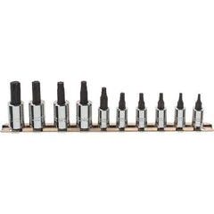 Proto - 10 Piece 1/4 & 3/8" Drive Torx Bit Socket Set - T10 to T55 Torx, Comes in Rail - Exact Tool & Supply