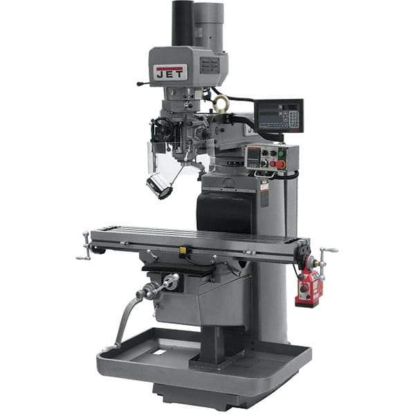 Jet - 10" Table Width x 50" Table Length, Electronic Variable Speed Control, 3 Phase Knee Milling Machine - 3 hp - Exact Tool & Supply