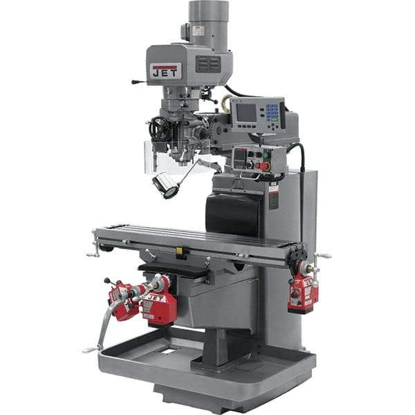 Jet - 10" Table Width x 50" Table Length, Electronic Variable Speed Control, 3 Phase Knee Milling Machine - 3 hp - Exact Tool & Supply