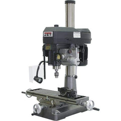 Jet - 1 Phase, 15-7/8" Swing, Step Pulley Mill Drill Combination - 31-3/4" Table Length x 9-1/2" Table Width, 20-1/2" Longitudinal Travel, 2 hp, 230 Volts - Exact Tool & Supply