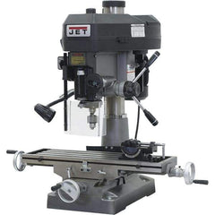 Jet - 1 Phase, 15-7/8" Swing, Step Pulley Mill Drill Combination - 31-3/4" Table Length x 9-1/2" Table Width, 20-1/2" Longitudinal Travel, 2 hp, 115/230 Volts - Exact Tool & Supply