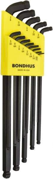 Bondhus - 13 Piece L-Key Ball End Hex Key Set - Hex Range 0.05 to 3/8", Protanium High Torque Steel - Exact Tool & Supply