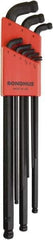 Bondhus - 9 Piece L-Key Ball End Hex Key Set - Hex Range 1.5 to 10mm, Protanium High Torque Steel - Exact Tool & Supply