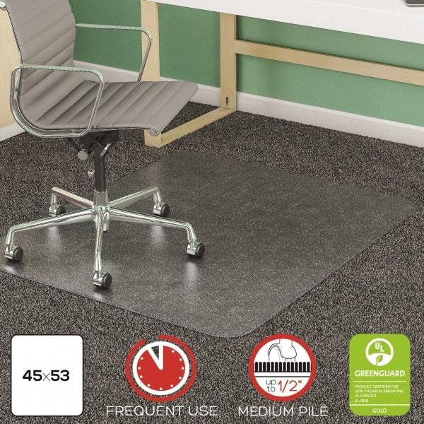 Deflect-o - 53" Long x 45" Wide, Chair Mat - Rectangular, Beveled Edge Style - Exact Tool & Supply
