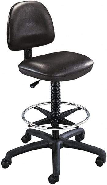 Safco - 25 Inch Wide x 25 Inch Deep x 54 Inch High, Swivel Base, Drafting Chair Stool - Vinyl Seat, Black - Exact Tool & Supply