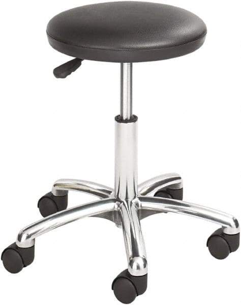 Safco - 19 Inch Wide x 19-1/4 Inch Deep x 21 Inch High, Swivel Base, Lab Stool - Vinyl Seat, Black - Exact Tool & Supply