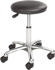 Safco - 19 Inch Wide x 19-1/4 Inch Deep x 21 Inch High, Swivel Base, Lab Stool - Vinyl Seat, Black - Exact Tool & Supply
