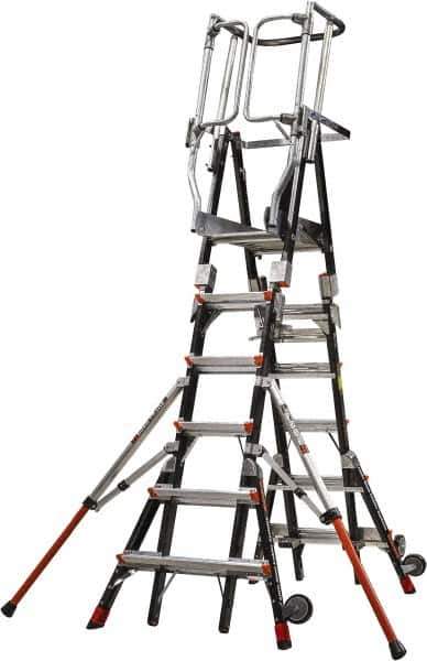 Little Giant Ladder - 6 Steps, 10' 7"' High, Type IAA Rating, Fiberglass Step Ladder - 375 Lb Load Capacity, 42" Base Width - Exact Tool & Supply