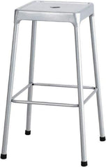 Safco - 29 Inch High, Stationary Drafting, Warehouse and Industrial Stool - 17 Inch Deep x 17 Inch Wide, Steel Seat, Silver - Exact Tool & Supply