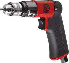 Chicago Pneumatic - 1/4" Reversible Keyed Chuck - Pistol Grip Handle, 2,800 RPM, 0.3 hp, 90 psi - Exact Tool & Supply