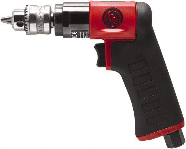Chicago Pneumatic - 1/4" Keyed Chuck - Pistol Grip Handle, 3,300 RPM, 0.3 hp, 90 psi - Exact Tool & Supply