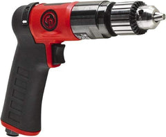 Chicago Pneumatic - 3/8" Reversible Keyed Chuck - Pistol Grip Handle, 2,100 RPM, 0.5 hp, 90 psi - Exact Tool & Supply