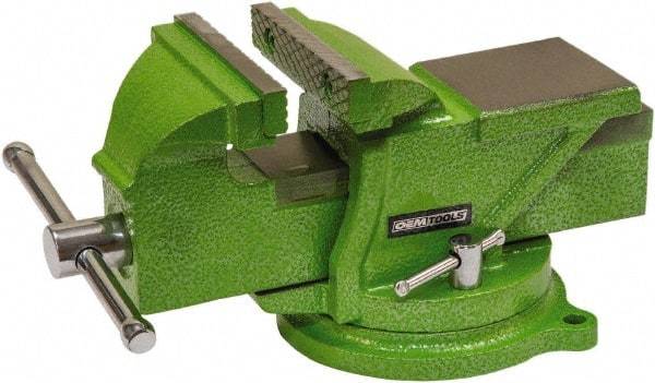 OEM Tools - 4" Jaw Width, 4" Opening Capacity, 1-57/64" Throat Depth, Cast Iron Swivel Bench Vise - Bolt Down Base Attachment - Exact Tool & Supply