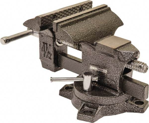 OEM Tools - 4-1/2" Jaw Width, 4-1/2" Opening Capacity, 1-3/4" Throat Depth, Cast Iron Swivel Bench Vise - Bolt Down Base Attachment - Exact Tool & Supply
