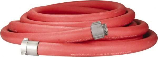 Dixon Valve & Coupling - 1-1/2" ID, 225 Working psi, Red Polyester/Rubber Fire Hose, Single Jacket - Male x Female NST (NH) Ends, 50' Long, 675 Burst psi - Exact Tool & Supply