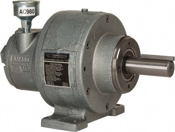 Gast - 1-1/2 hp Reversible Face/Foot Air Actuated Motor - 10:1 Gear Ratio, 300 Max RPM, 11.56" OAL, 1" Shaft Diam - Exact Tool & Supply