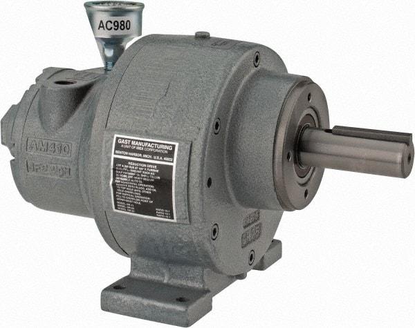 Gast - 1-1/4 hp Reversible Face/Foot Air Actuated Motor - 15:1 Gear Ratio, 200 Max RPM, 11.56" OAL, 1" Shaft Diam - Exact Tool & Supply