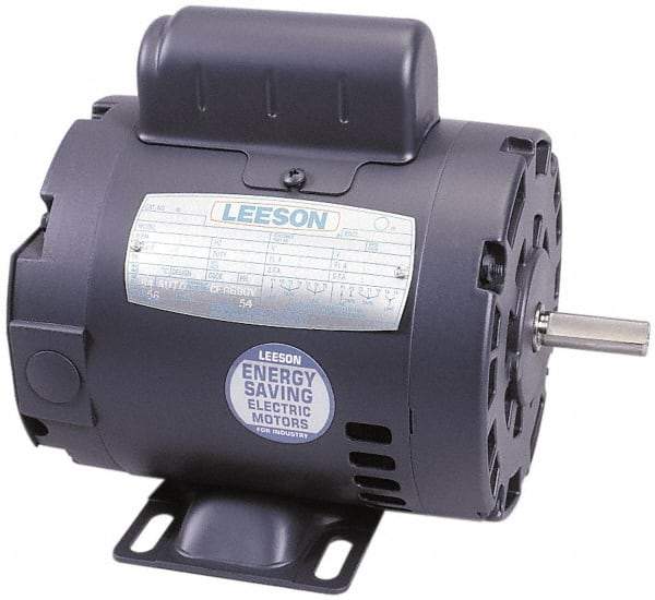 Leeson - 1-1/2 Max hp, 1,725 Max RPM, Electric AC DC Motor - 115, 208, 230 V Input, Single Phase, 56H Frame - Exact Tool & Supply