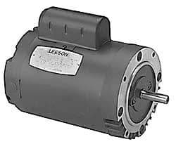 Leeson - 1/2 Max hp, 3,450 Max RPM, Electric AC DC Motor - 115, 208, 230 V Input, Single Phase, 56C Frame - Exact Tool & Supply