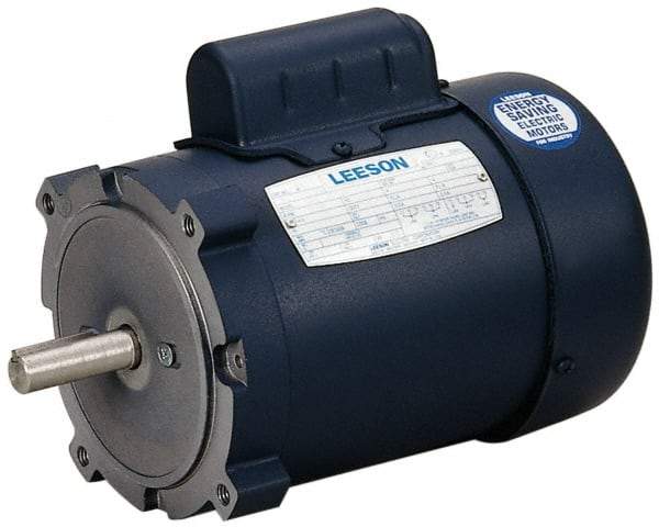 Leeson - 1-1/2 Max hp, 1,750 Max RPM, Electric AC DC Motor - 115, 208, 230 V Input, Single Phase, 56C Frame - Exact Tool & Supply