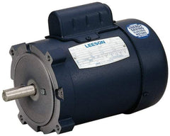 Leeson - 1-1/2 Max hp, 1,750 Max RPM, Electric AC DC Motor - 115, 208, 230 V Input, Single Phase, 56C Frame - Exact Tool & Supply