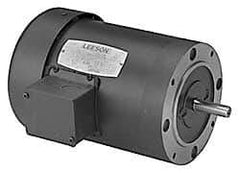 Leeson - 1/2 Max hp, 3,450 Max RPM, Electric AC DC Motor - 208-230/460 V Input, Three Phase, 56C Frame - Exact Tool & Supply