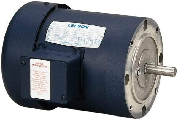 Leeson - 1 Max hp, 3,450 Max RPM, Electric AC DC Motor - 208-230/460 V Input, Three Phase, 56C Frame - Exact Tool & Supply