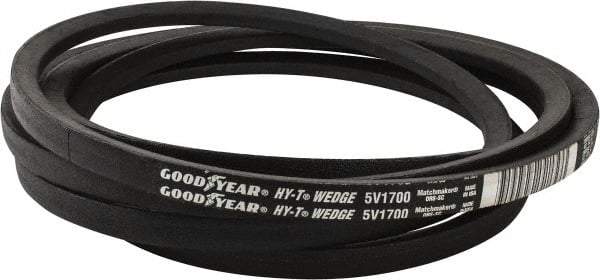 Continental ContiTech - Section 5V, 170" Outside Length, V-Belt - Fiber Reinforced Wingprene Rubber, HY-T Wedge MatchmakerEnvelope, No. 5V1700 - Exact Tool & Supply