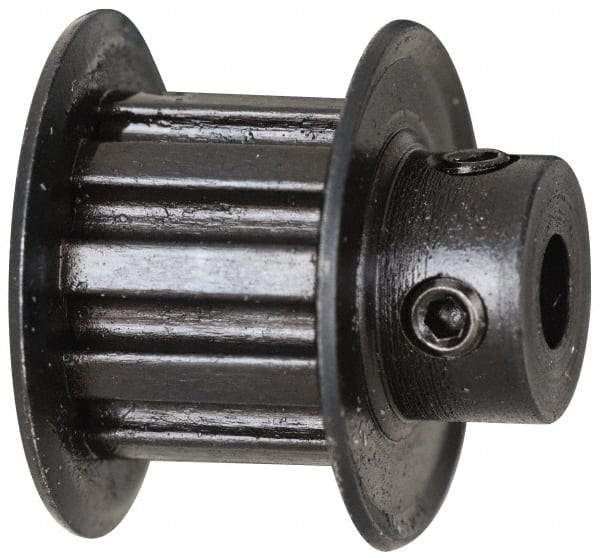 Power Drive - 10 Tooth, 3/16" Inside x 0.617" Outside Diam, Timing Belt Pulley - 1/4, 3/8" Belt Width, 0.637" Pitch Diam, Steel & Cast Iron - Exact Tool & Supply