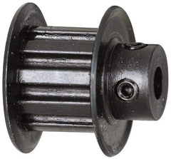 Power Drive - 10 Tooth, 3/16" Inside x 0.617" Outside Diam, Timing Belt Pulley - 1/4, 3/8" Belt Width, 0.637" Pitch Diam, Steel & Cast Iron - Exact Tool & Supply