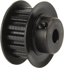 Power Drive - 16 Tooth, 1/4" Inside x 1" Outside Diam, Timing Belt Pulley - 1/4, 3/8" Belt Width, 1.019" Pitch Diam, Steel & Cast Iron - Exact Tool & Supply