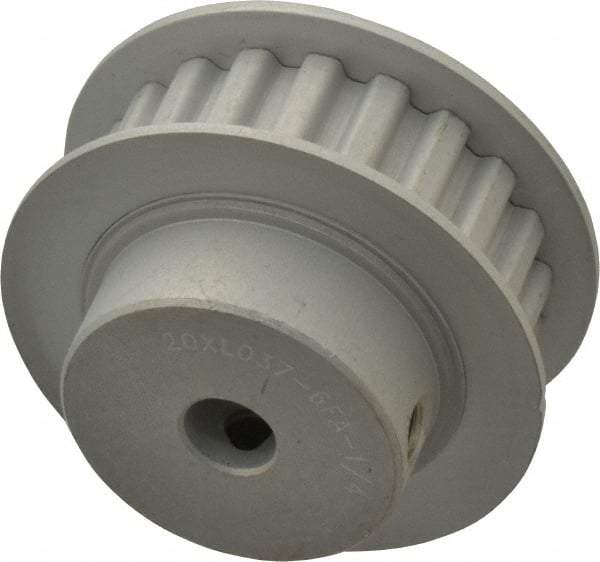 Power Drive - 20 Tooth, 1/4" Inside x 1.253" Outside Diam, Timing Belt Pulley - 1/4, 3/8" Belt Width, 1.273" Pitch Diam, Steel & Cast Iron - Exact Tool & Supply