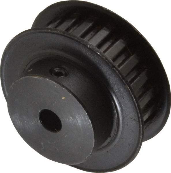 Power Drive - 22 Tooth, 1/4" Inside x 1.381" Outside Diam, Timing Belt Pulley - 1/4, 3/8" Belt Width, 1.401" Pitch Diam, Steel & Cast Iron - Exact Tool & Supply
