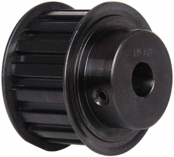 Power Drive - 17 Tooth, 1/2" Inside x 2" Outside Diam, Timing Belt Pulley - 1" Belt Width, 2.029" Pitch Diam, Steel & Cast Iron - Exact Tool & Supply