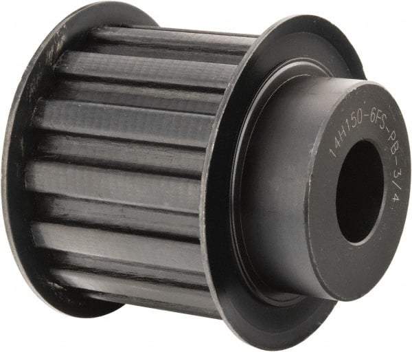 Power Drive - 14 Tooth, 3/4" Inside x 2.174" Outside Diam, Timing Belt Pulley - 1-1/2" Belt Width, 2.228" Pitch Diam, Steel & Cast Iron - Exact Tool & Supply